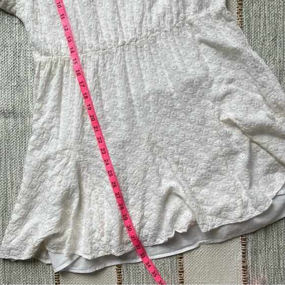 Madewell Eyelet Tassel-Tie White Short Sleeve Mini Dress Women’s Size 12 - Picture 5 of 10